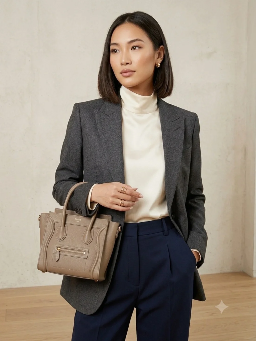 Preowned Taupe Nano Bag with shoulder strap